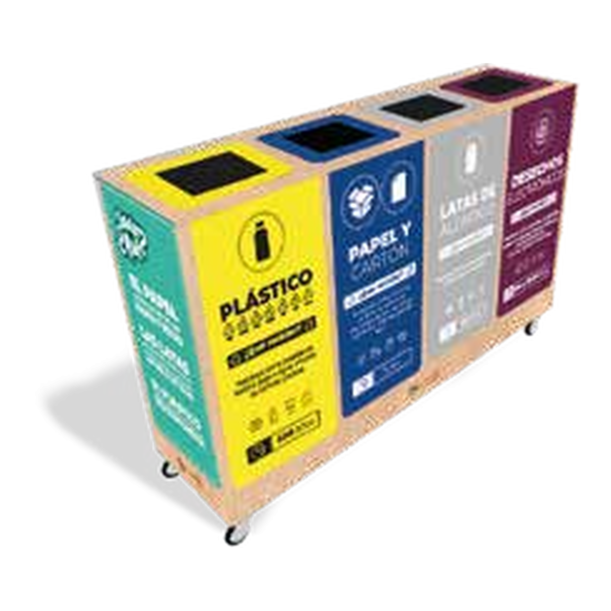 Estación de reciclaje Tipo A, 4 compartimientos
